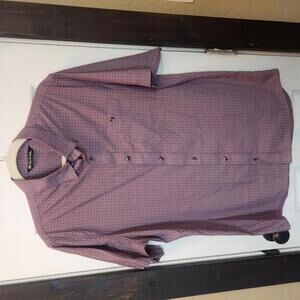 Travis Mathew Men's Short Sleeve Purple Button-Up Shirt -Size Large